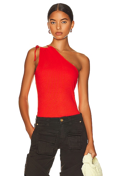 Alloy Rib Tied One Shoulder Tank