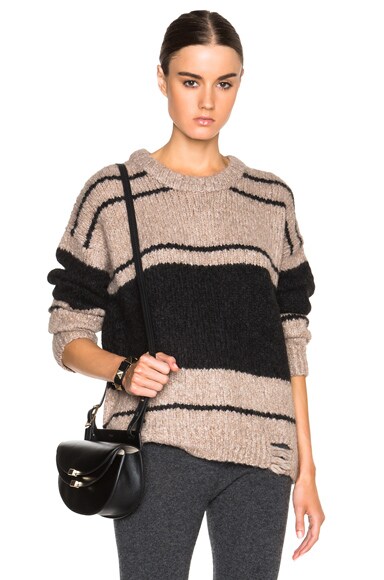 Raquel Allegra Oversize Pullover Sweater in Black & Oatmeal | FWRD