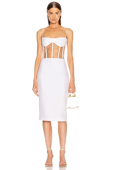 RASARIO Midi Dress in White | FWRD