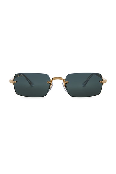Ray-Ban x A$ap Rocky RB3928 Rectangle Sunglasses in Gold & Dark Green