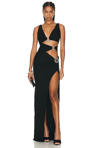 Roberto Cavalli Cut Out Gown in Black