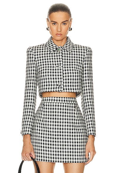 Cropped Jacket in Black,White