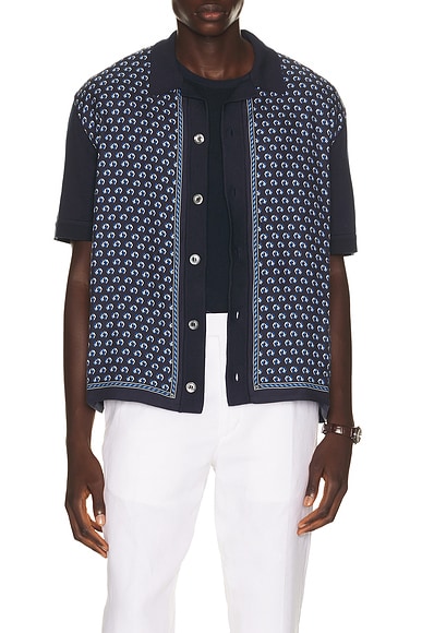 Short Sleeve Shirt Woven Print Camp Collar