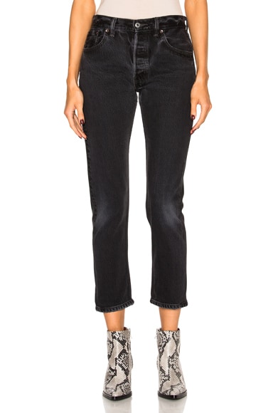 RE/DONE Levi's High Rise Ankle Crop in Black | FWRD