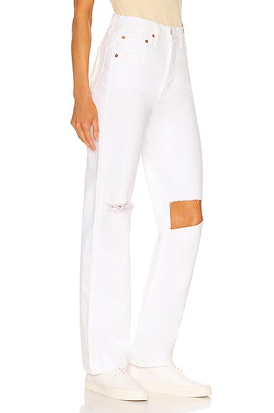 Shop Re/done 90's High Rise Loose In White With Rips