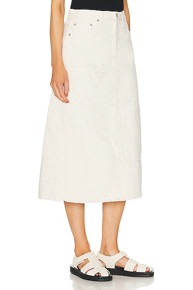 Shop Re/done Mid Rise Seamed Skirt In Vintage White