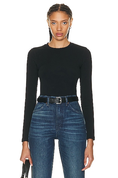 Shop Re/done Baby Long Sleeve Top In Black