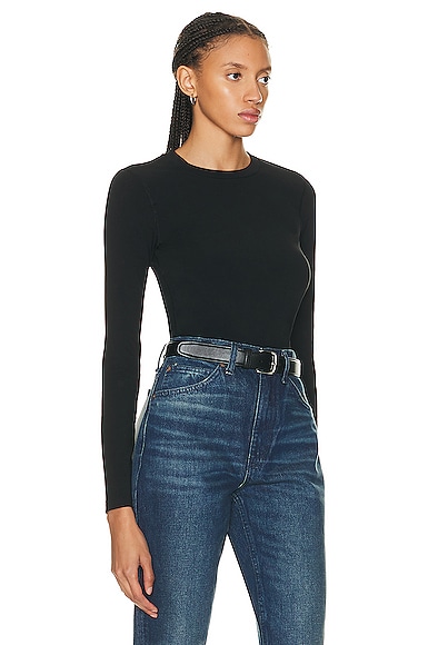Shop Re/done Baby Long Sleeve Top In Black
