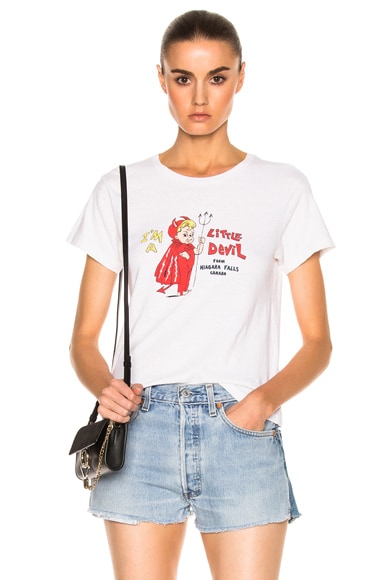 RE/DONE Little Devil Graphic Tee in Vintage White | FWRD