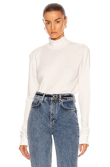 RE DONE Thermal Mock Neck Top in Vintage White FWRD