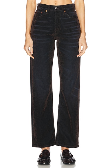 RE/DONE 90s High Rise Loose in Brown Flocked
