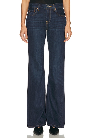 RE/DONE Twisted Mid Rise Bootcut Jeans in Dark Lady Blue