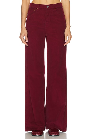 RE/DONE High Rise Wide Leg Jeans in Beet Cord