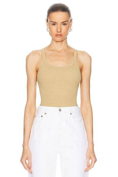RE/DONE Cropped Ribbed Tank in Sand