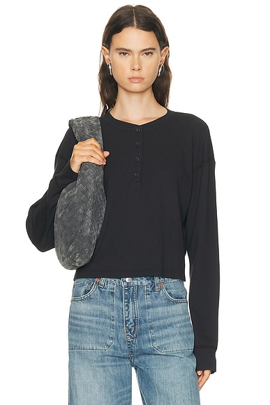 Boxy Waffle Henley Top