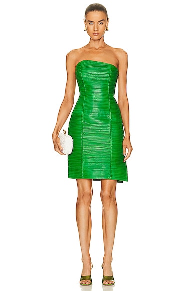 REMAIN Arianne Leather Dress in Fern Green