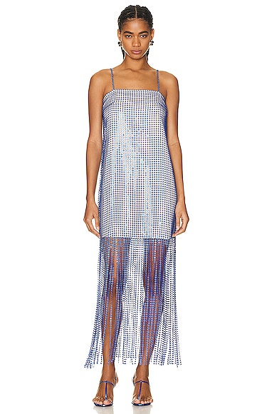 Remain Embellished Lace Fringe Midi Dress In Surf The Web