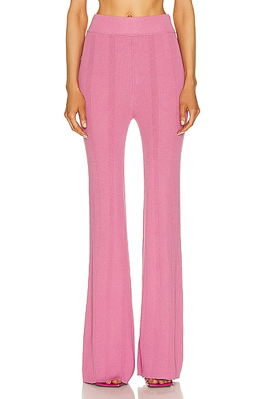 Remain Birger Christensen Soleima Knit Flared Trousers In Cashmere Rose