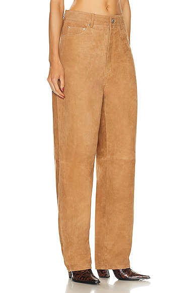 Shop Remain Suede Straight Pants In Tobacco Brown