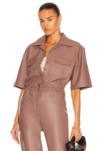 Remain Jocy Leather Shirt In Fawn 