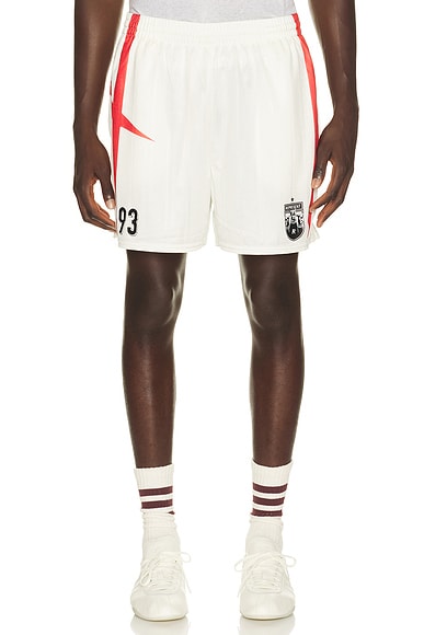 REPRESENT Printed Spike Football Shorts in Flat White
