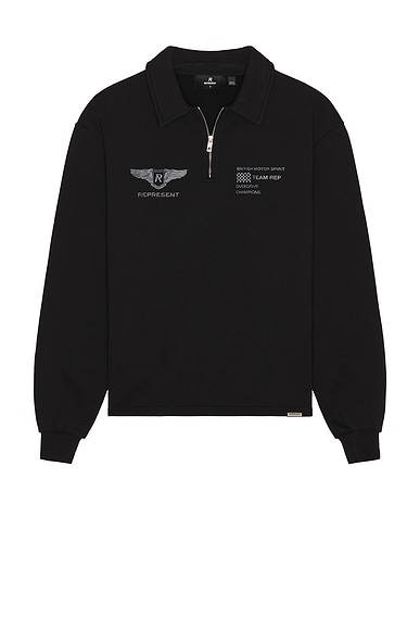 REPRESENT Team Rep Quarter Zip Sweater in Jet Black