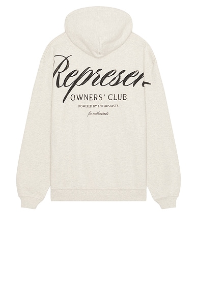 REPRESENT Owners Club Script Hoodie in Cream Marl