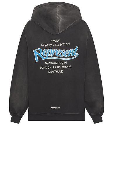REPRESENT Showcasing Hoodie in Stained Black