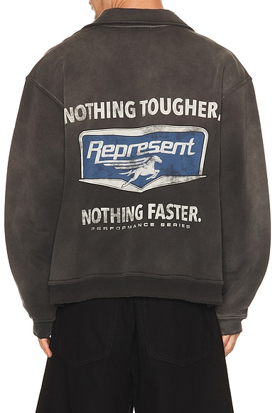 REPRESENT Nothing Faster Quarter Zip Pullover in Stained Black