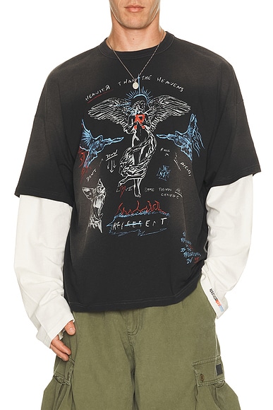 REPRESENT Heavier Than The Heavens Long Sleeve Tee in Washed Black