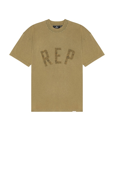 REPRESENT Rep Applique T-Shirt in Fawn