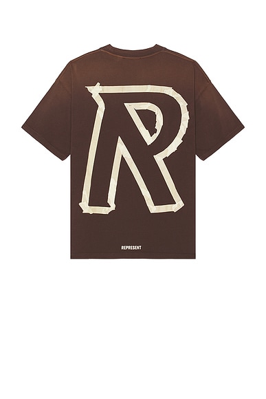 REPRESENT Masking Tape Initial T-Shirt in Cedar