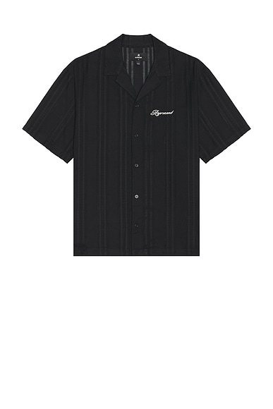 REPRESENT Embroidered Bowling Shirt in Jet Black