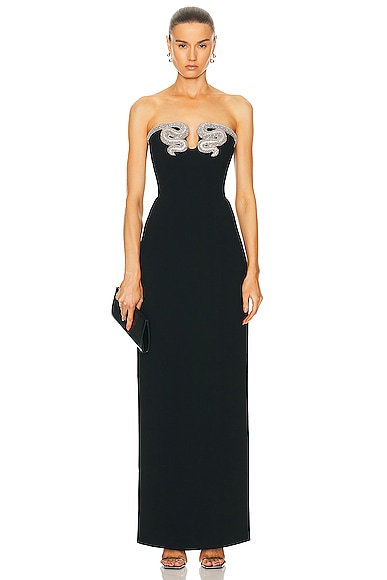 Rachel Gilbert Lukas Crystal-embellished Strapless Gown In Black