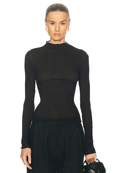Helmut Lang Back Cutout Long Sleeve Top in Black FWRD
