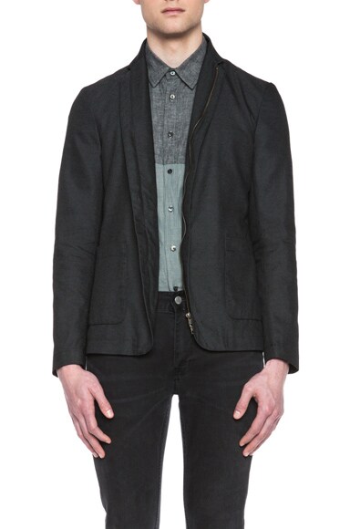 Zipper Cotton Blend Blazer