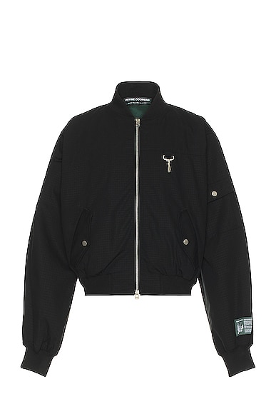 Cotton Ripstop Bomber Jacket in Black