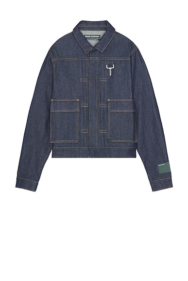 Reese Cooper Concealed Button Trucker Jacket in Undone Denim