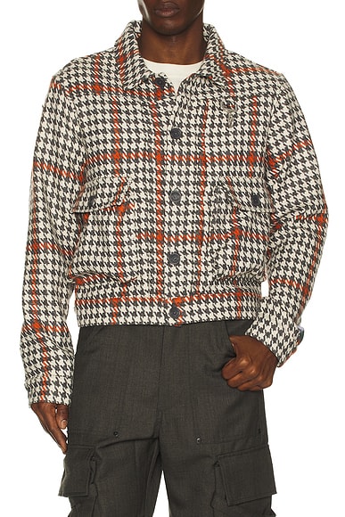 Wool Houndstooth Trucker Jacket
