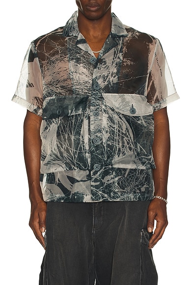 Organza Short Sleeve Cargo Shirt