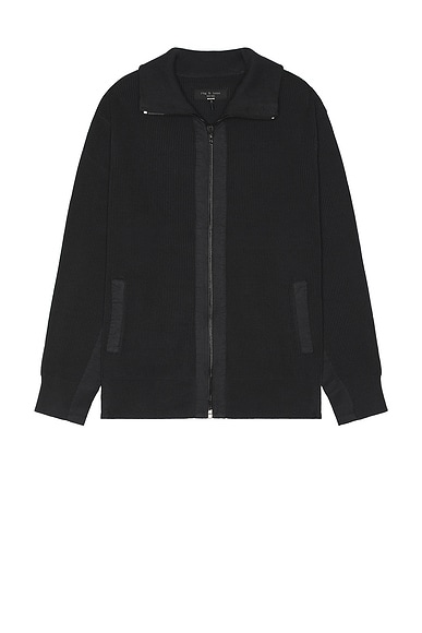 Rag & Bone Washed Dexter Andrew Zip Sweater in Dark Grey