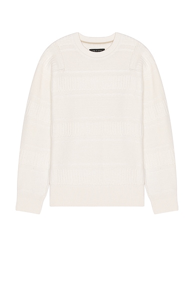 Rag & Bone Colton Wool Crew Neck Sweater in Ivory