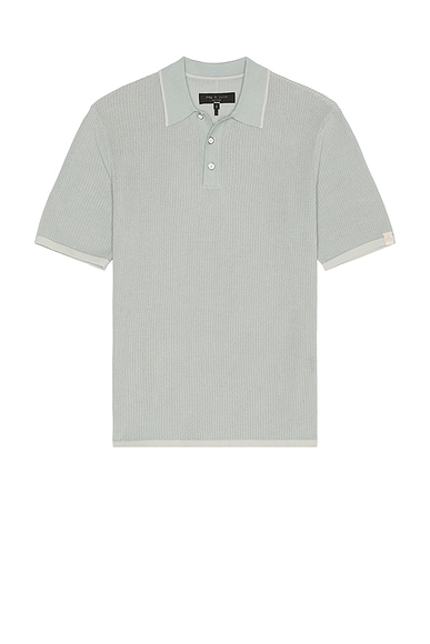 Rag & Bone Harvey Knit Polo in Light Blue