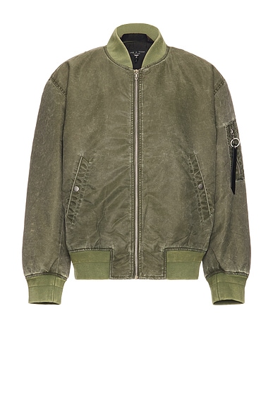 Rag & Bone Manston Nylon Bomber Jacket in Army