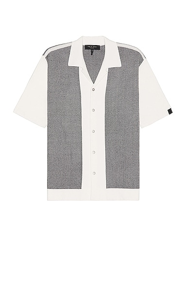 Shop Rag & Bone Herringbone Snap Front Avery Button Down Shirt In Ivory Multi