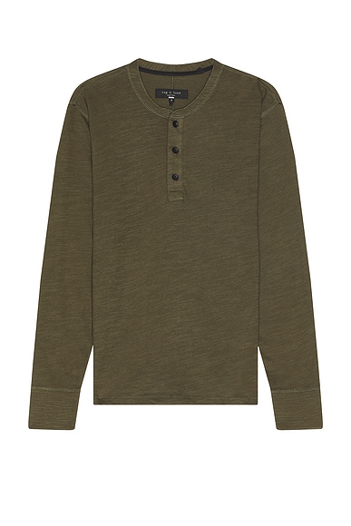 Rag & Bone Classic Flame Henley in Forest Green