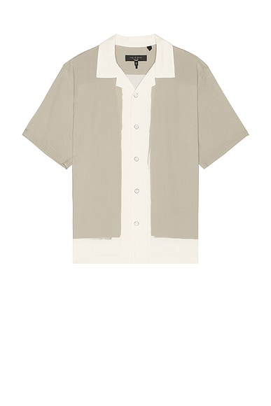 Rag & Bone Printed Avery Vacation Shirt in Tan Anthon