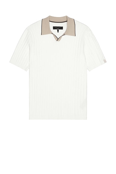 Rag & Bone Sanford Johnny Collar Polo in Chalk