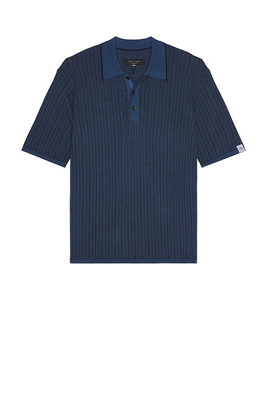 Rag & Bone Harvey Garment Dyed Polo in Moonlight
