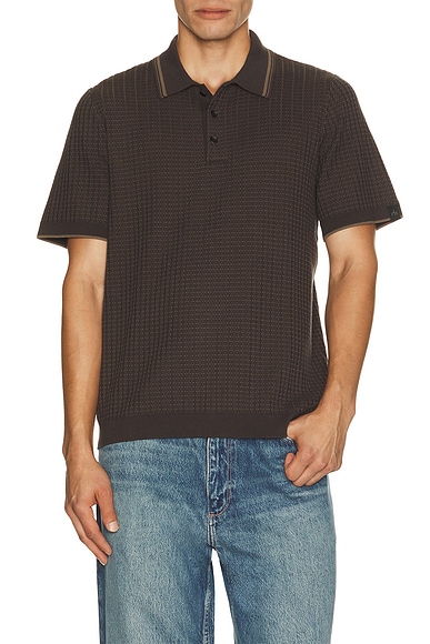 Rag & Bone Harvey Rib Polo Shirt in Stonewall